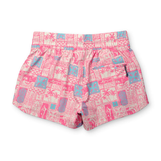 Aftco Women's Strike Swim Shorts Printed Flamingo Pink