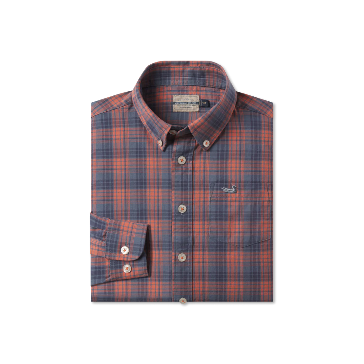 Southern Marsh Youth Holly Ridge Washed Dress Shirt Burnt Red and Mountain Purple