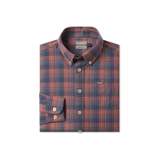 Southern Marsh Youth Holly Ridge Washed Dress Shirt Burnt Red and Mountain Purple Southern Marsh