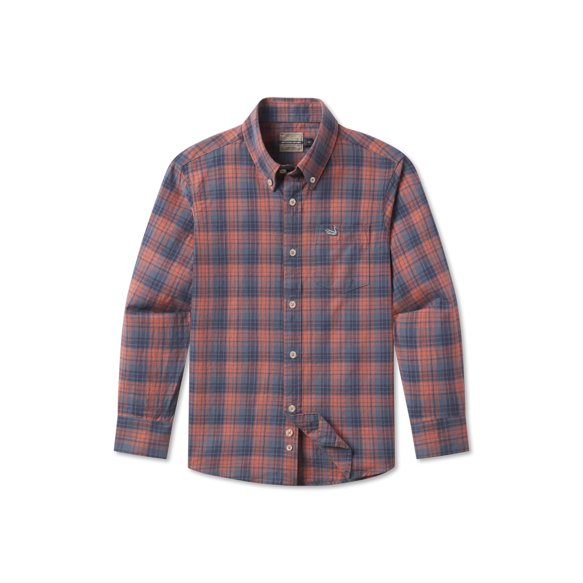 Southern Marsh Youth Holly Ridge Washed Dress Shirt Burnt Red and Mountain Purple