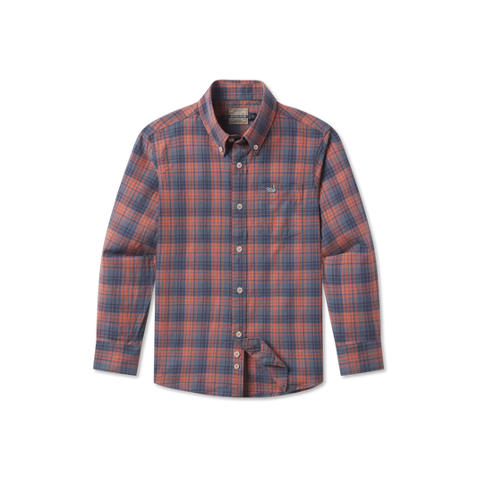 Southern Marsh Youth Holly Ridge Washed Dress Shirt Burnt Red and Mountain Purple