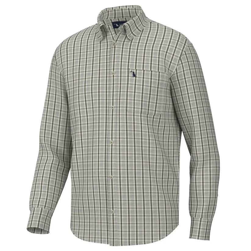 Local Boy Youth Stamps Dress Shirt Light Beige Olive Green