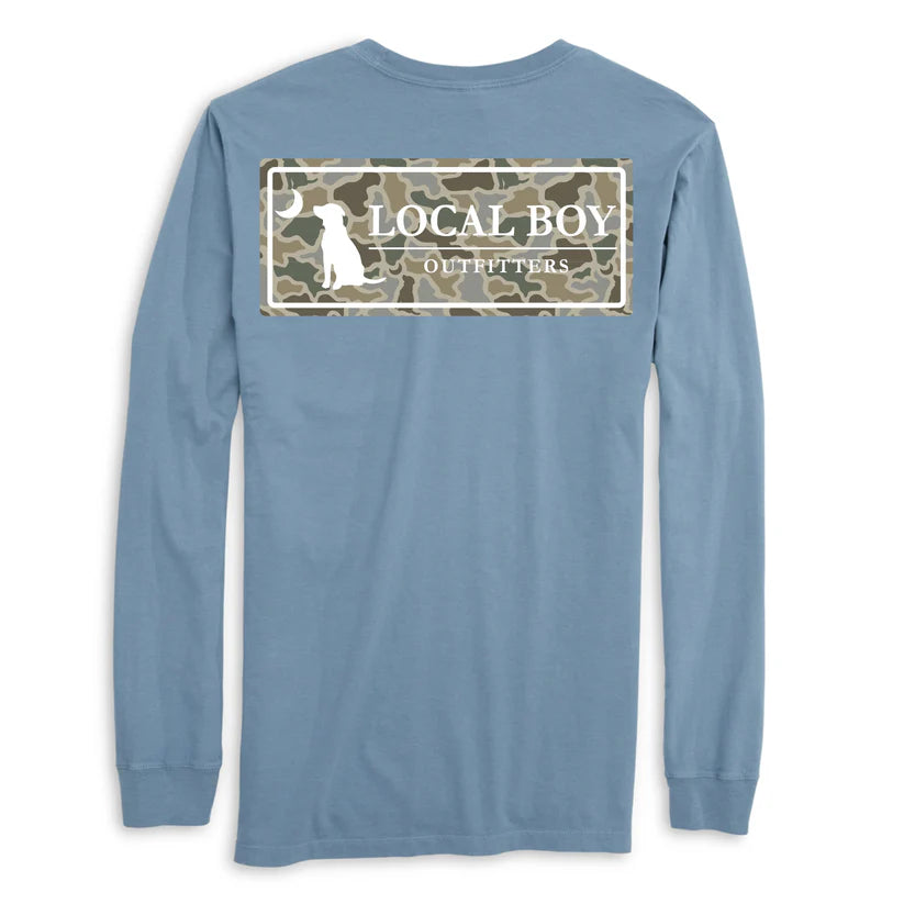 Local Boy Youth Sand Dog and Moon Camo Plate LS Tee Slate Local Boy Outfitters