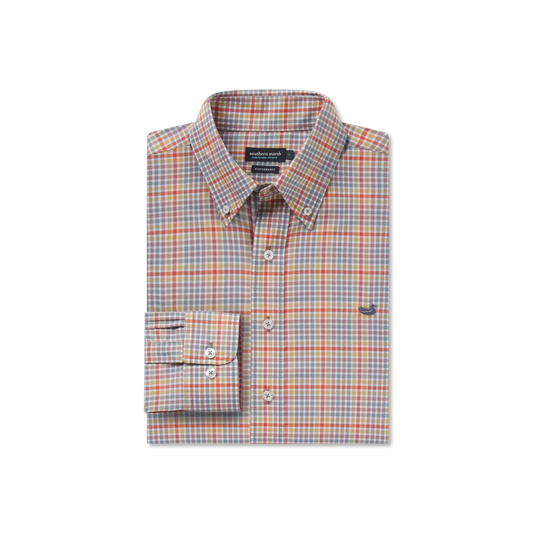 Southern Marsh Brantley Performance Dress Shirt Gray & Wine Southern Marsh