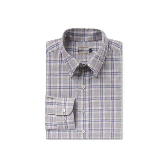 Southern Marsh Bandera Washed Plaid Dress Shirt Gray and Navy