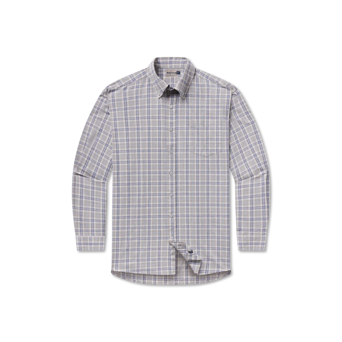 Southern Marsh Bandera Washed Plaid Dress Shirt Gray and Navy