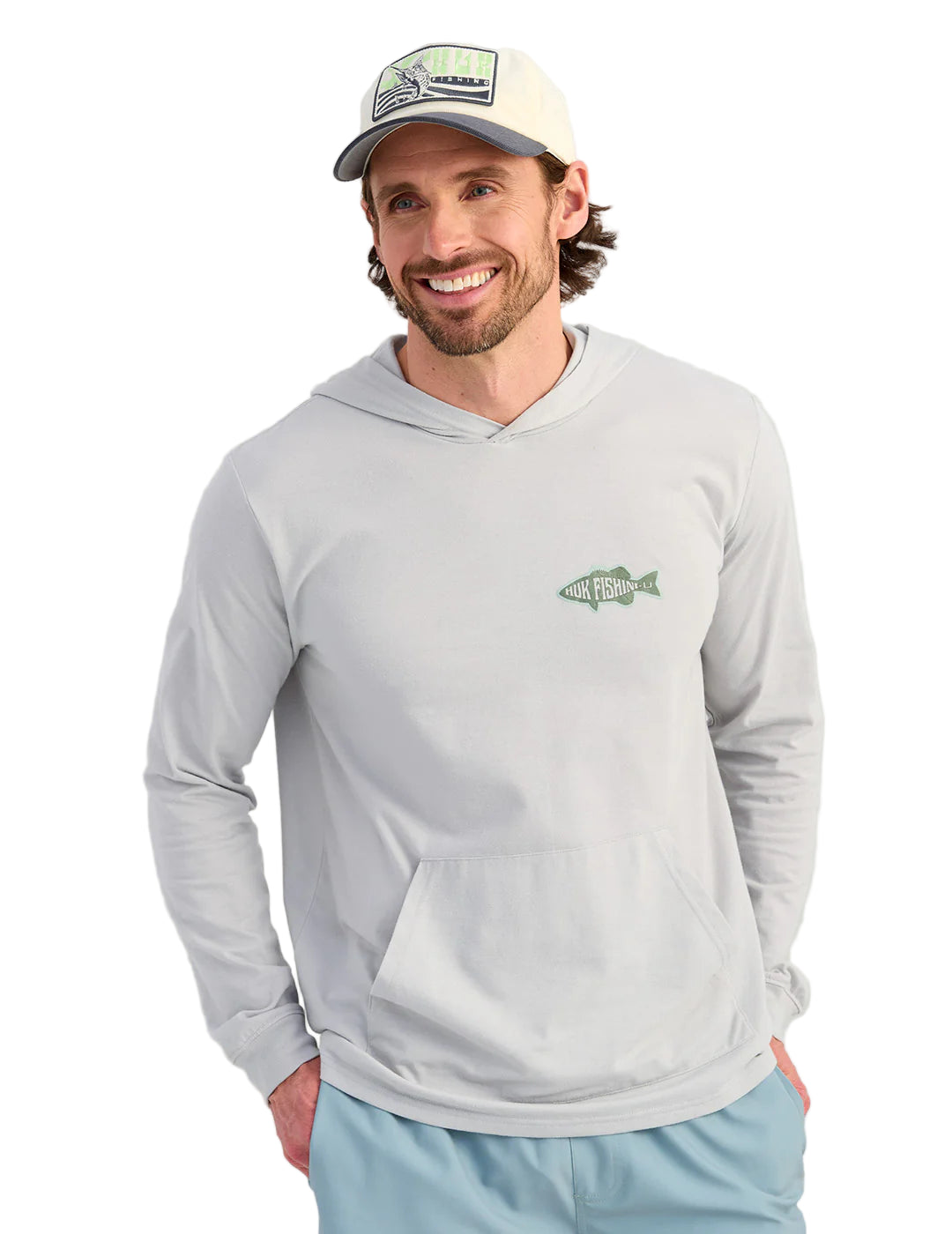 Huk Bass Apparel Hoodie Tee Harbor Mist