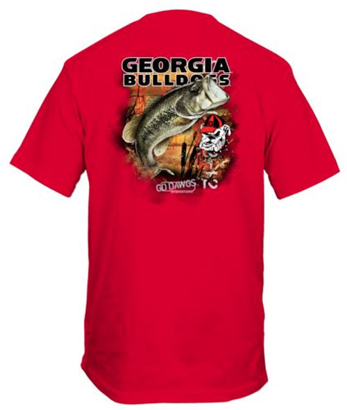 Georgia Bulldogs Big Time Bass Red Tee New World Graphics