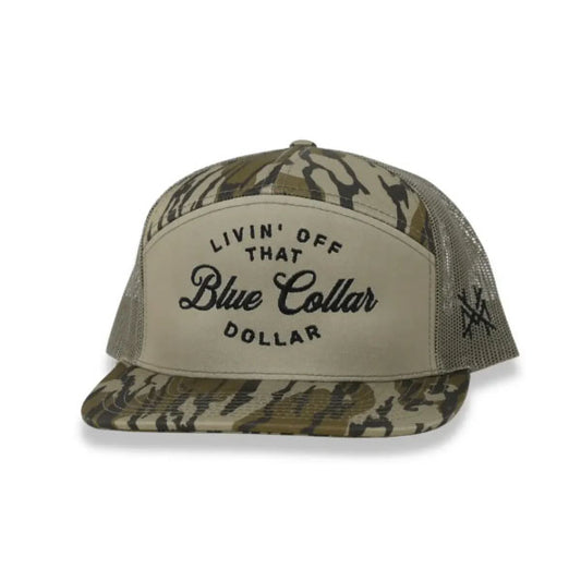 Mad Hatter Blue Collar Dollar Bottomland 7 Panel Hat Mad Hatter