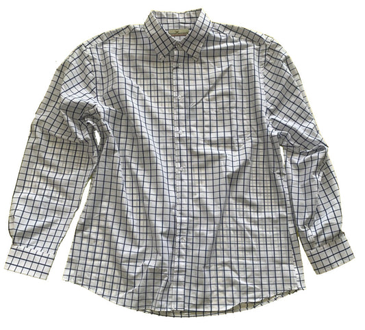 Cotton Brothers Long Sleeve Button Up White Blue Plaid Cotton Brothers