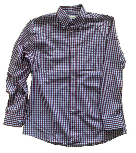 Cotton Brothers Long Sleeve Button Up Red White Blue Plaid Cotton Brothers