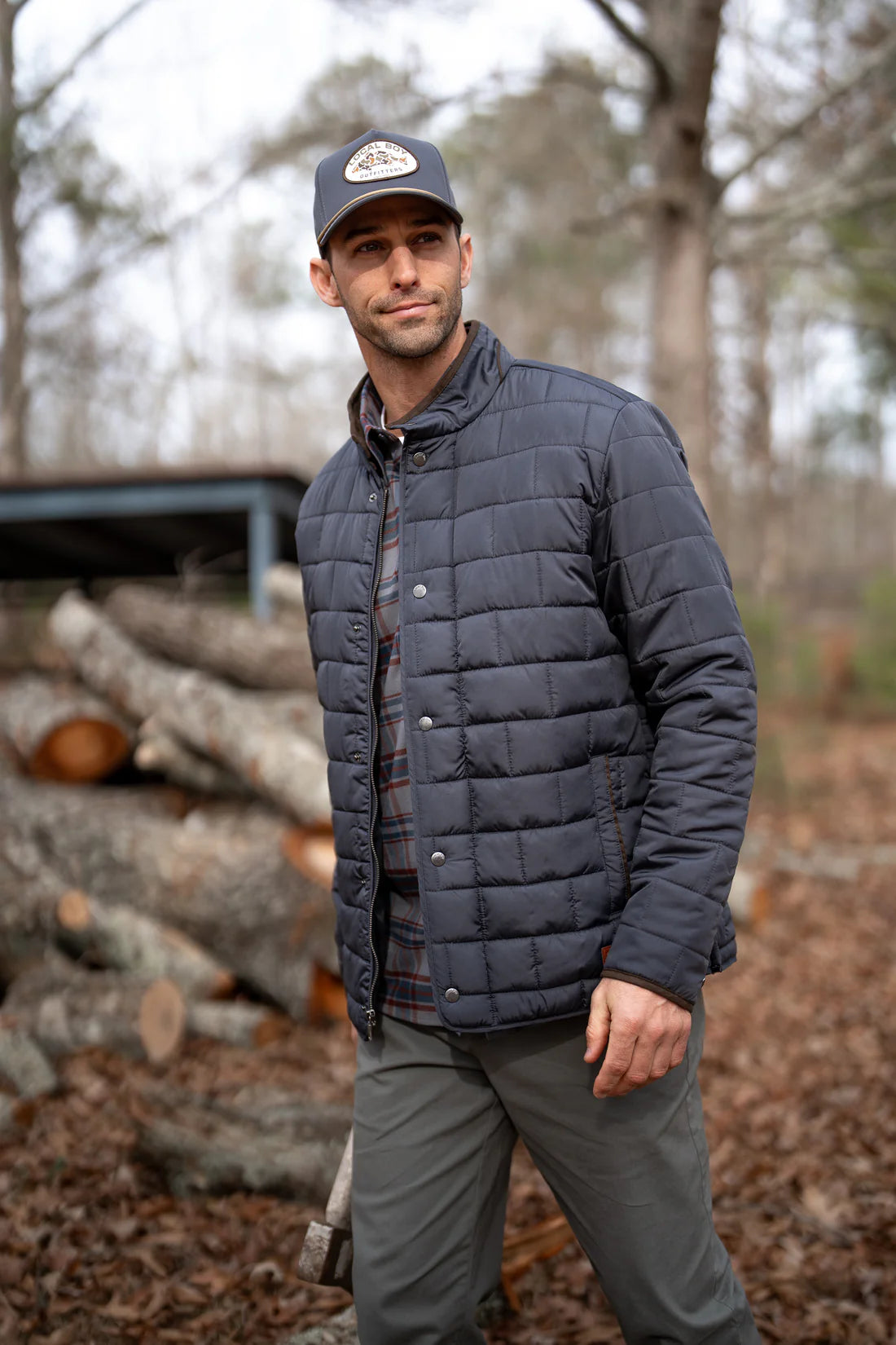 Local Boy Brick Quilted Jacket Charcoal Local Boy Outfitters