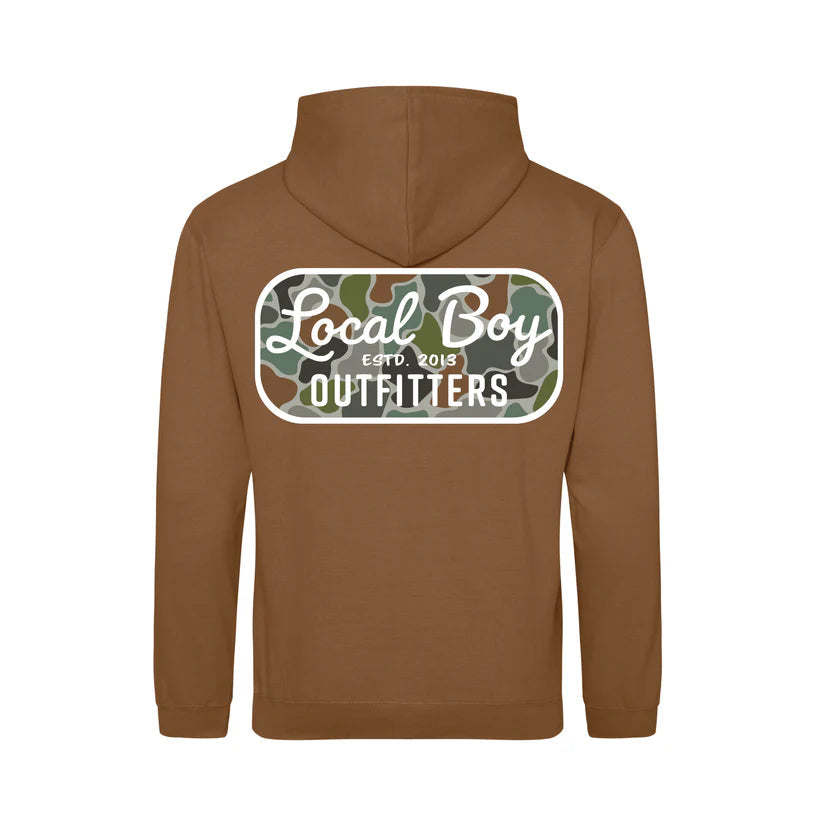 Local Boy Brushwood Hoodie Retro Patch FC Caramel Toffe Local Boy Outfitters