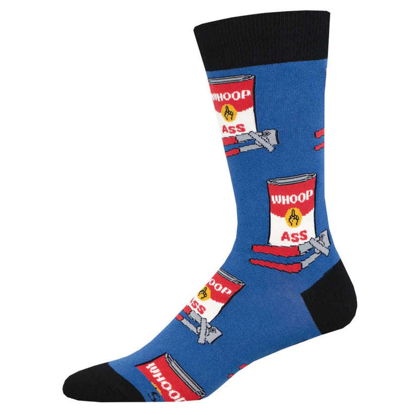 Sock Smith Graphic Cotton Crew Can of Whoop Ass Blue Sock Smith