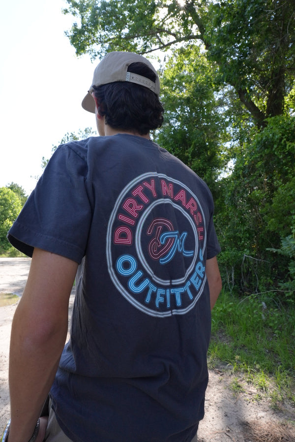 Dirty Marsh Circle Neon | Black Shirt Dirty Marsh