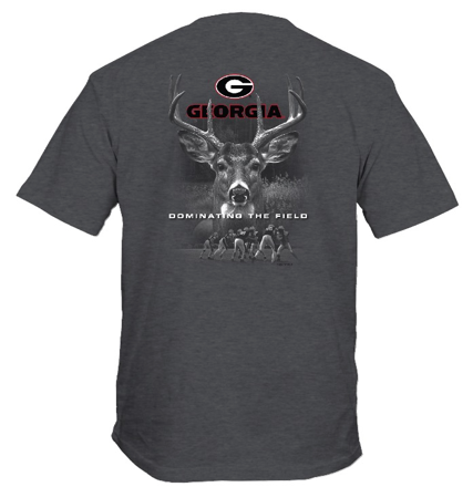 Georgia Bulldogs Dominating Deer Shirt Dark Heather New World Graphics