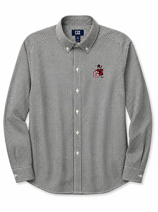 Cutter and Buck Georgia Bulldogs Skyline Eco Gingham Long Sleeve Button Up shirt Cutter & Buck