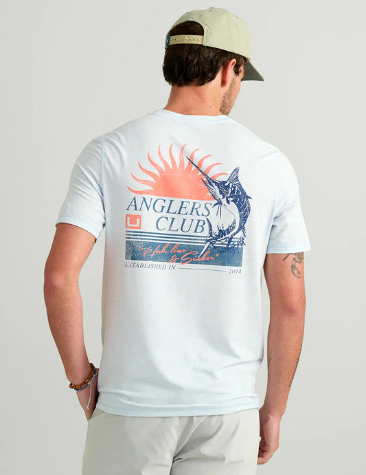 Huk Drift SS Graphic Crew Performance Tee Coral Reef Heather Huk