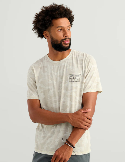 Huk Drift Short Sleeve Printed Crew Silver Birch Camo