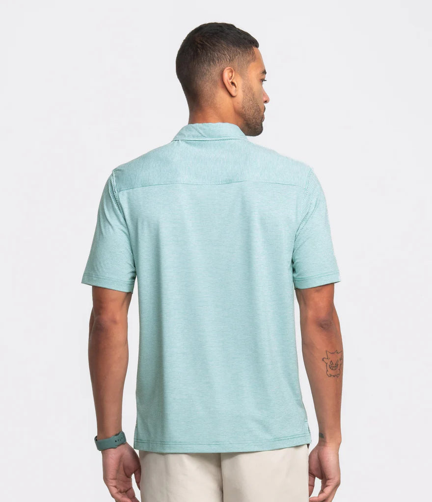 Southern Shirt Co Fairway Green Heather Madison Stripe Polo Southern Shirt Co
