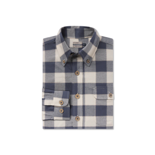 Southern Marsh Fayetteville Gingham Flannel White and Slate Southern Marsh