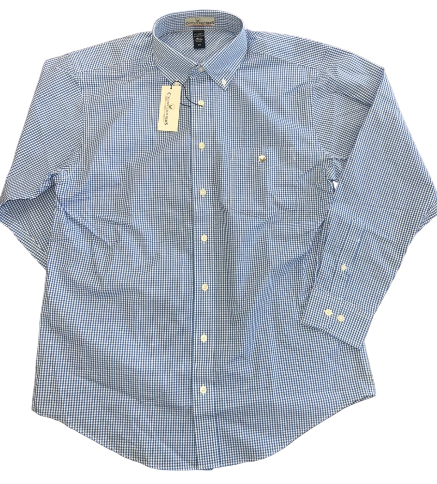 Cotton Brothers Long Sleeve Button Up Dress Shirt French Blue Cotton Brothers