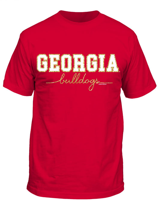 Georgia Bulldogs Youth Gold Outline Tee Red New World Graphics