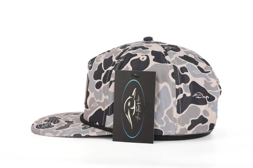 American Flyway Waterfowl Hardwoods II Camo Vintage Rope Old School Hat AFW Outdoors
