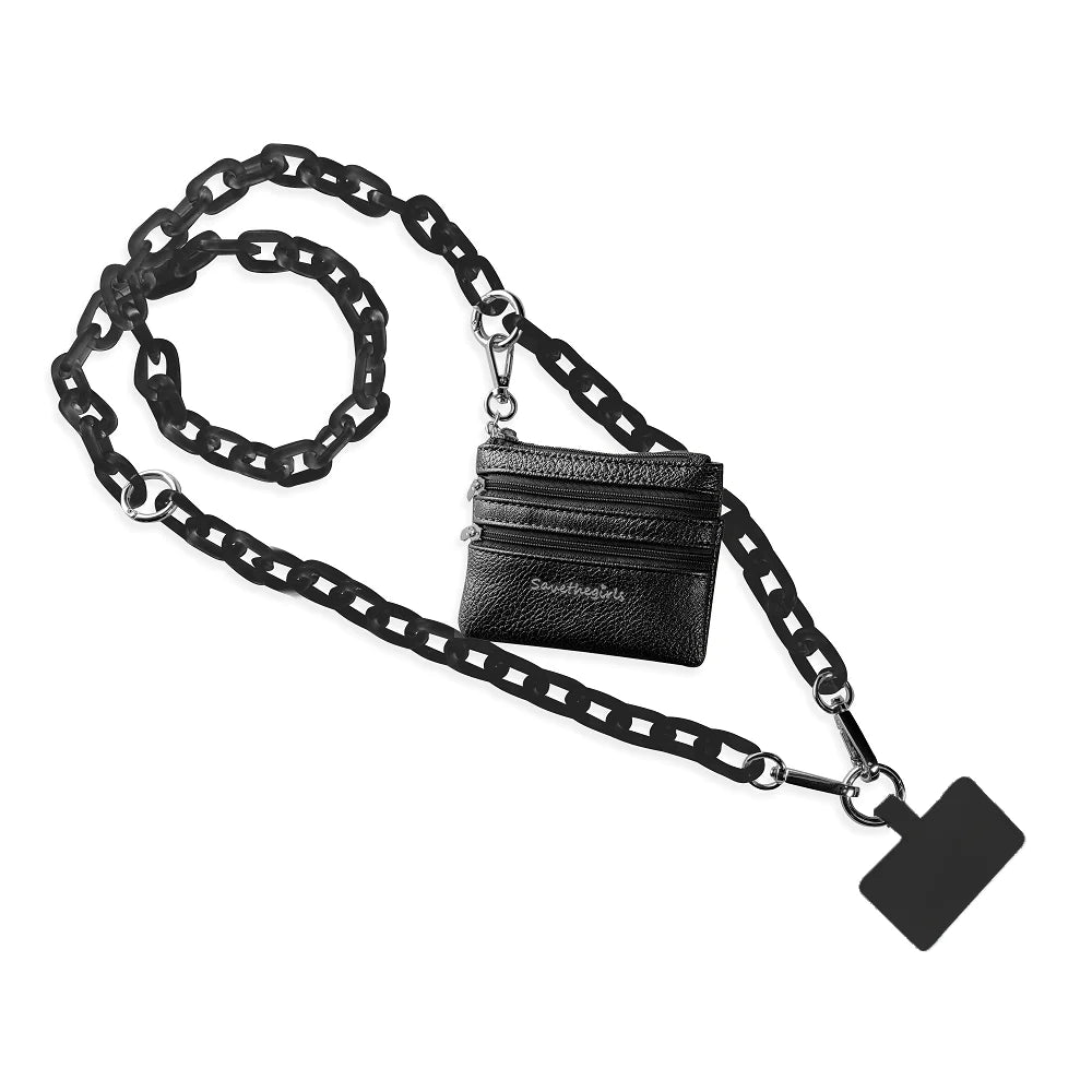 Save The Girls Clip & Go Ice chain with Pouch - black chain with black pouch