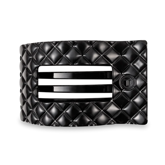 Teleties Jet Black Quilted Large Flat Rectangle Hair Clip Teleties