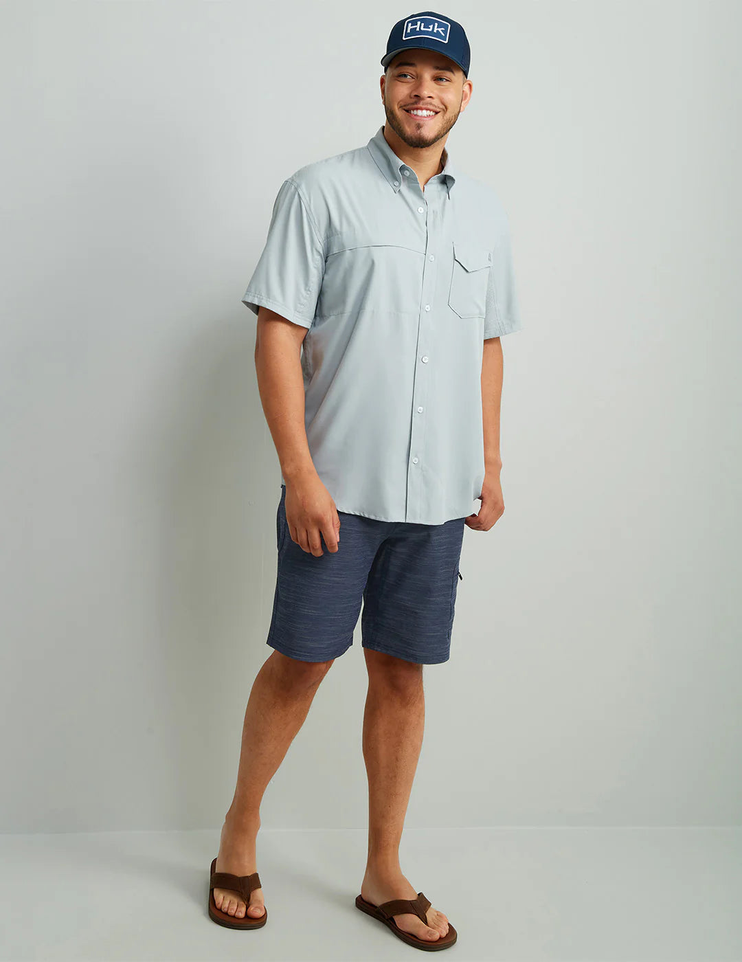 Huk Tidepoint Short Sleeve Button Down Harbor Mist Huk