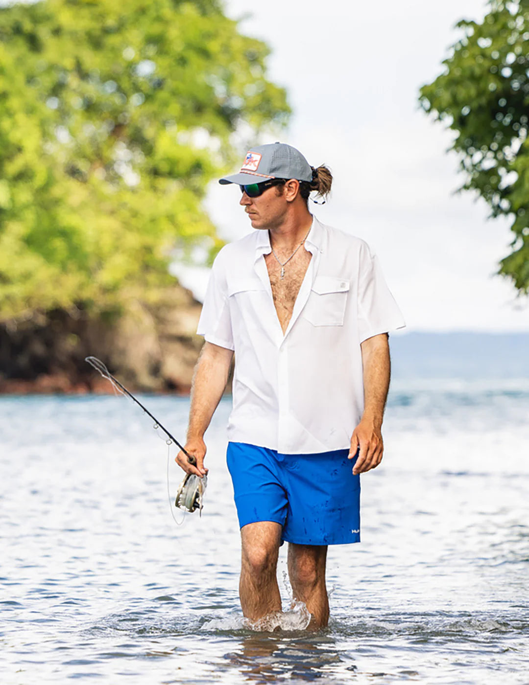 Huk Tidepoint Short Sleeve Button Down White Huk