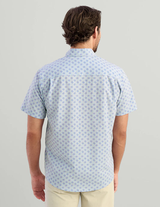 Huk Kona Printed Short Sleeve Button Down Harbor Mists