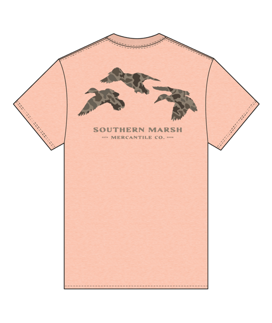 Southern Marsh T-Shirt Youth Originals - Camo - Flying Ducks Washed Sherbert