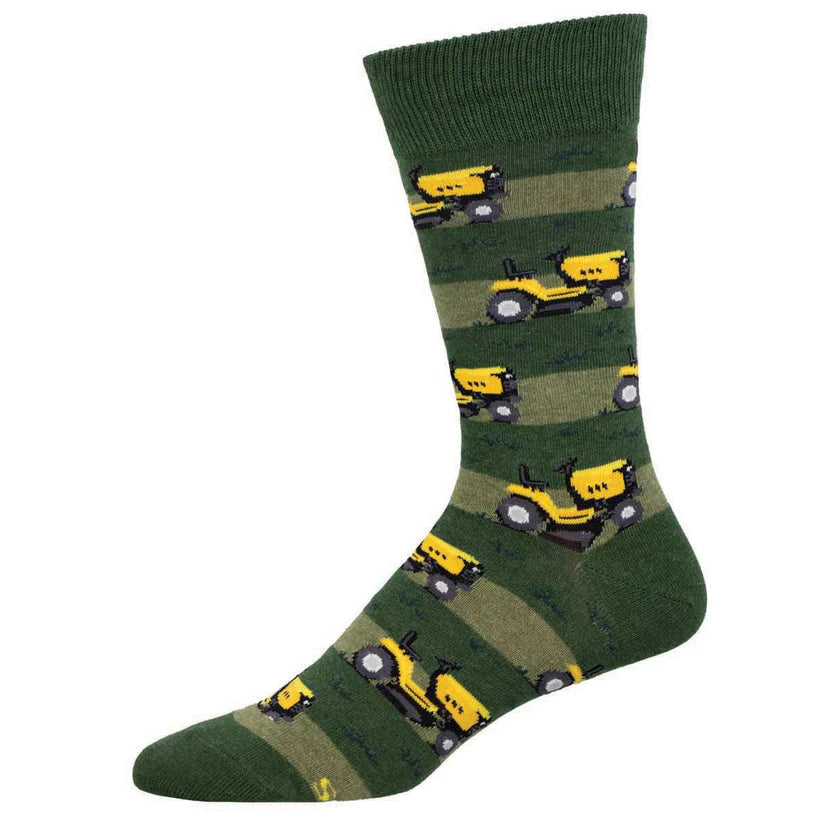 Sock Smith Graphic Cotton Crew Lawn Mower Green Heather Sock Smith