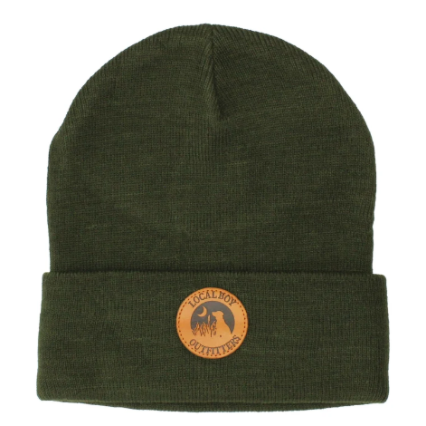 Local Boy Leather Patch Beanie Olive Local Boy Outfitters