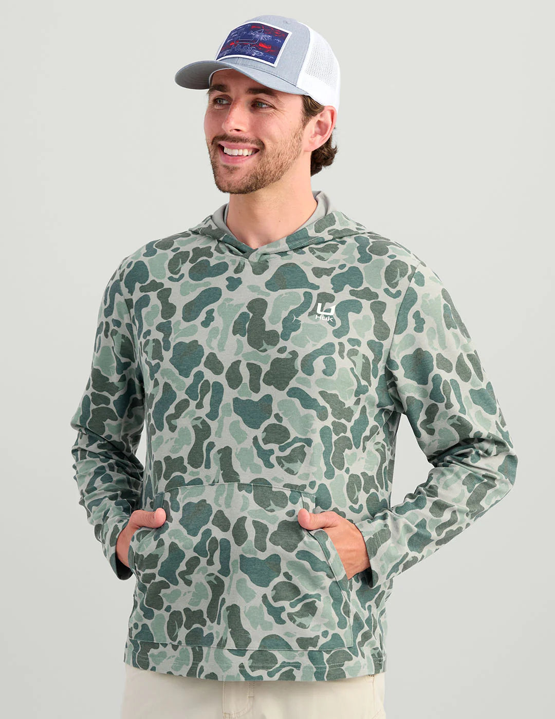Huk Leeward Lightweight Fleece KC Printed Hoodie Volcanic Ash