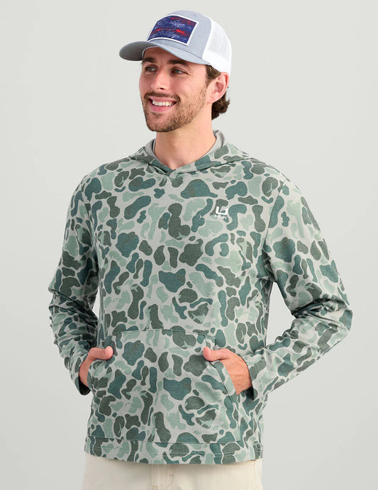 Huk Leeward Lightweight Fleece KC Printed Hoodie Volcanic Ash Huk