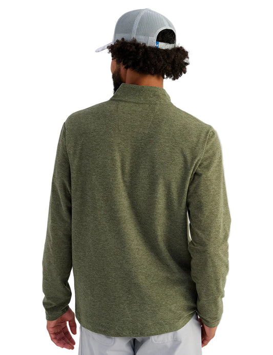 Huk Leeward Lightweight 1/4 Zip Pullover Heather Moss Huk