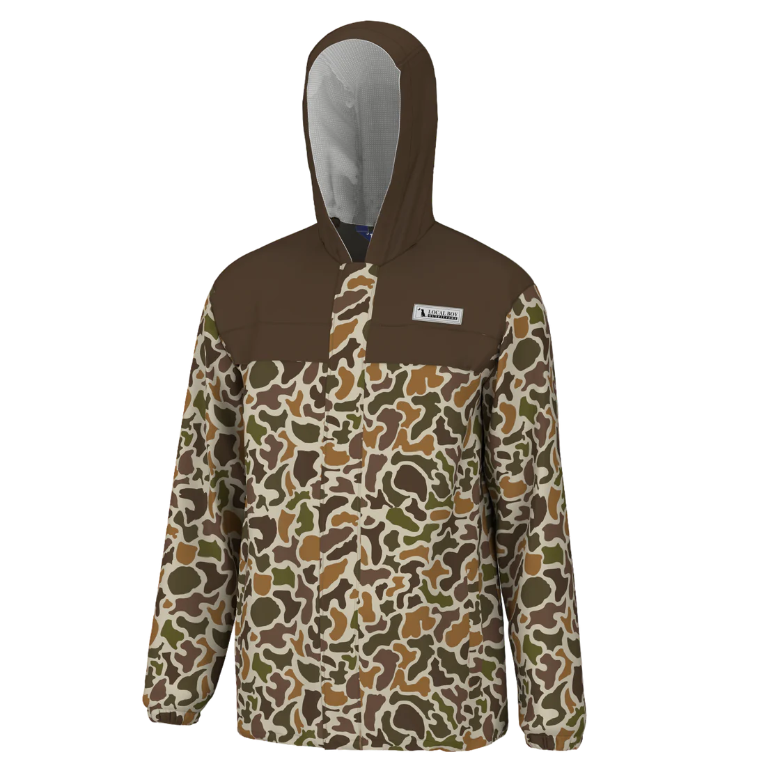 Local Boy Outfitters Two-Toned Rain Jacket Localflage and Brown Local Boy Outfitters