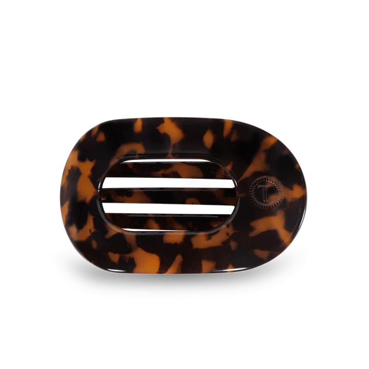 Teleties Tortoise Medium Flat Round Clip Teleties