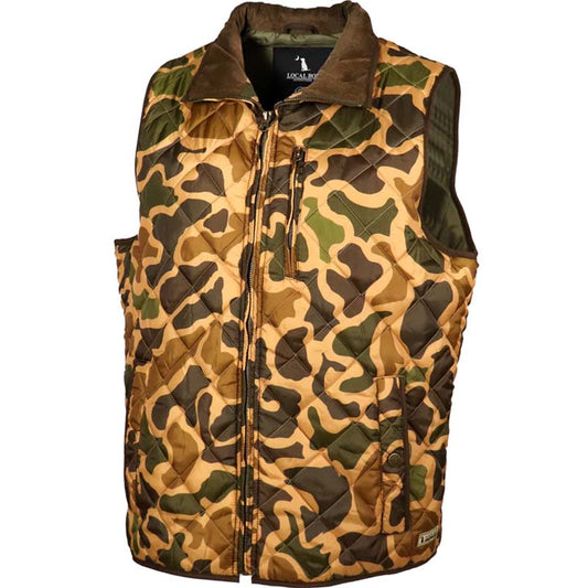Local boy quilted vest old school camo