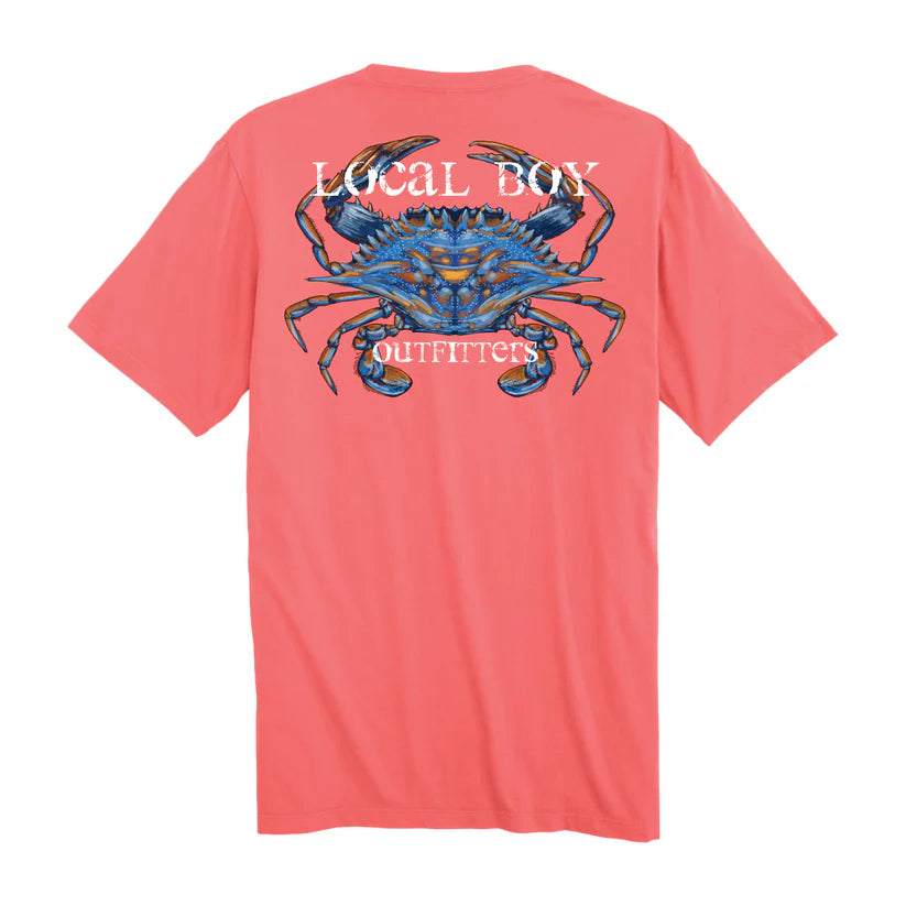 Local Boy Outfitters S/S Painted Blue Crab T-Shirt Coral