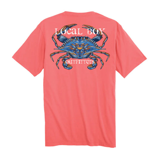 Local Boy Outfitters S/S Painted Blue Crab T-Shirt Coral