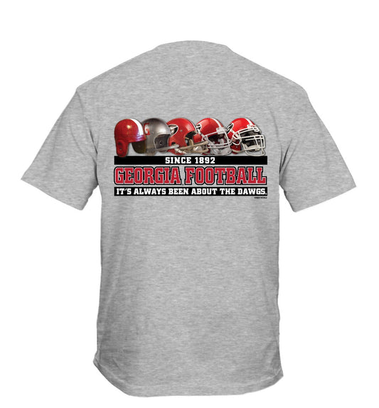 Georgia Bulldogs Past Present Helmets Grey