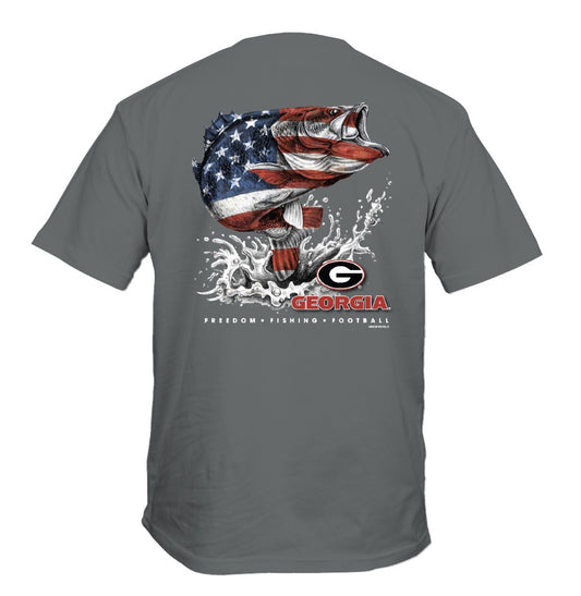 Georgia Bulldogs Patriotic Fish Tee Grey