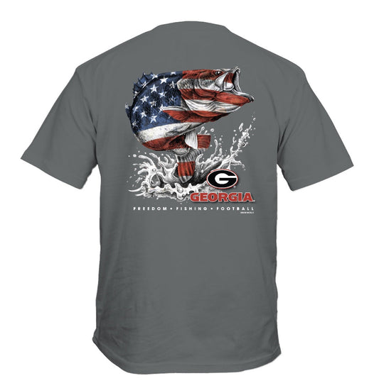 Georgia Bulldogs Patriotic Fish Tee Grey New World Graphics