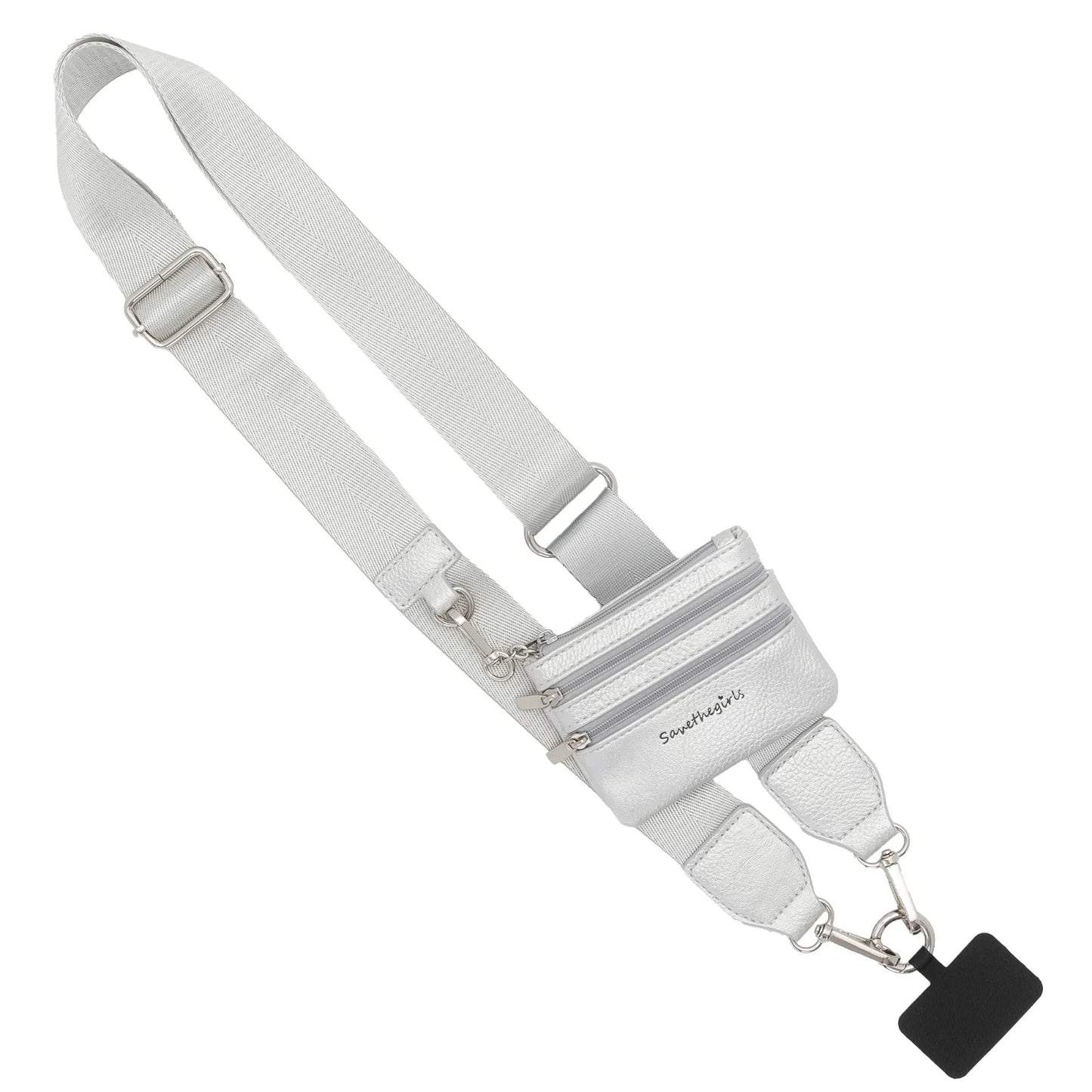 Save The Girls Clip & Go Strap with Pouch - Neutral Collection - silver - silver Hardware Save The Girls