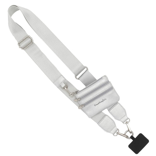 Save The Girls Clip & Go Strap with Pouch - Neutral Collection - silver - silver Hardware Save The Girls