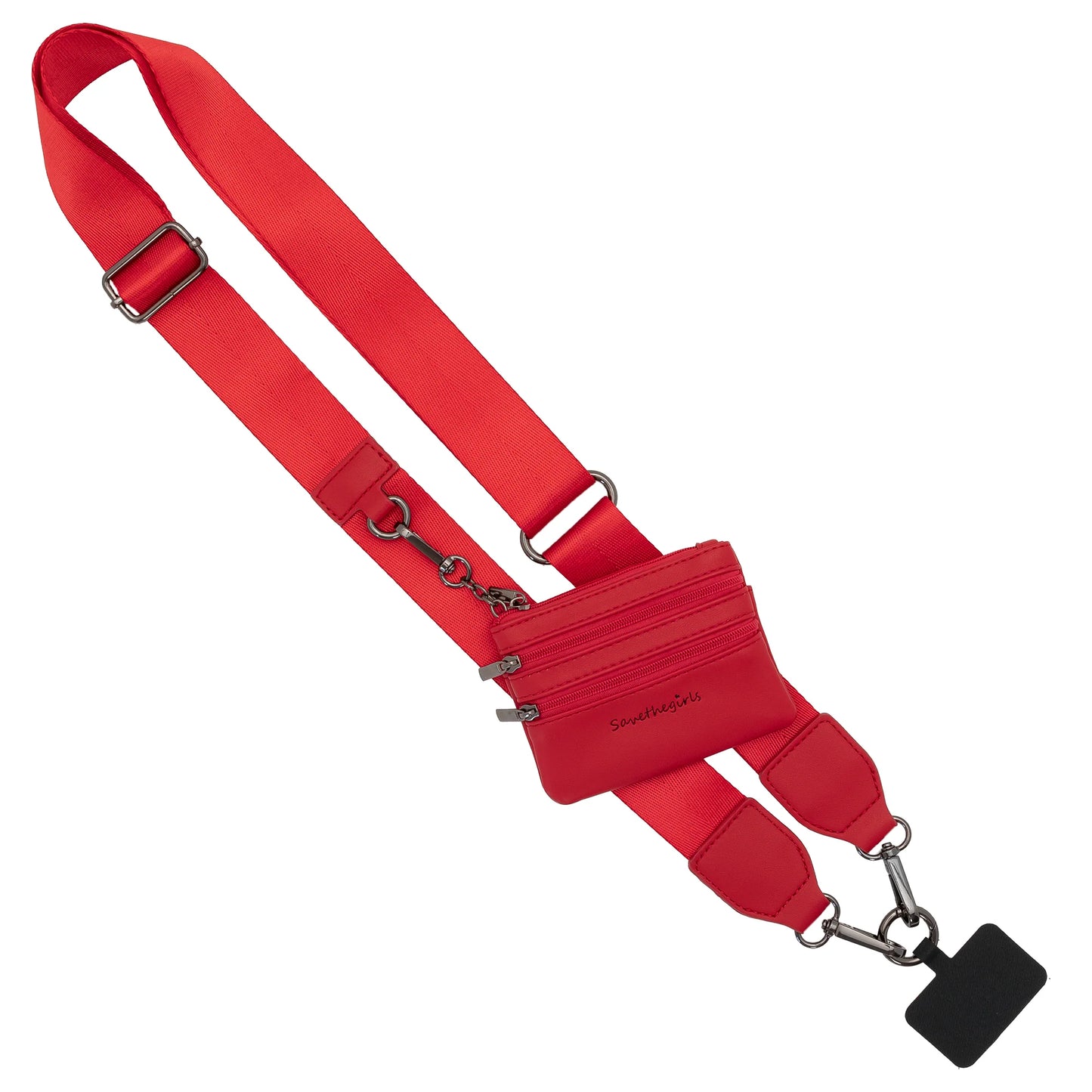 Save The Girls Clip & Go Strap with Zippered Pouch - Red